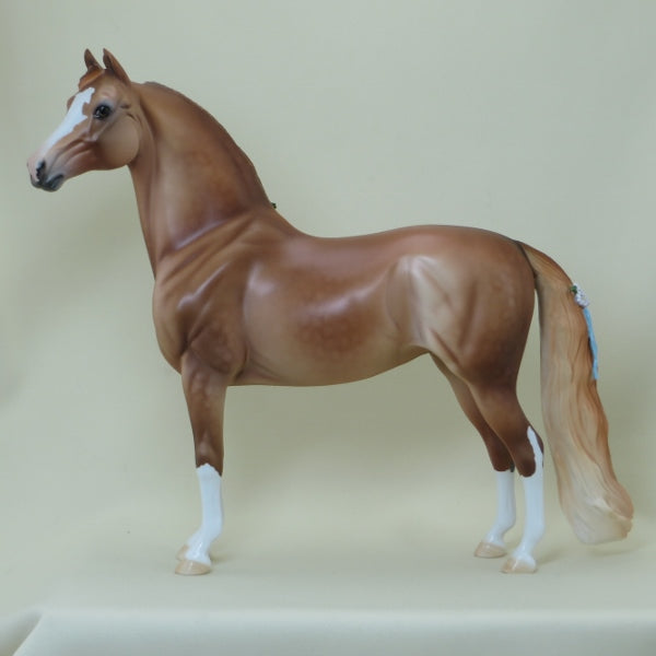 CALIFORNIA RAISIN - OOAK Dapple Chestnut Morgan Model Horse with Ribbons - 4/15