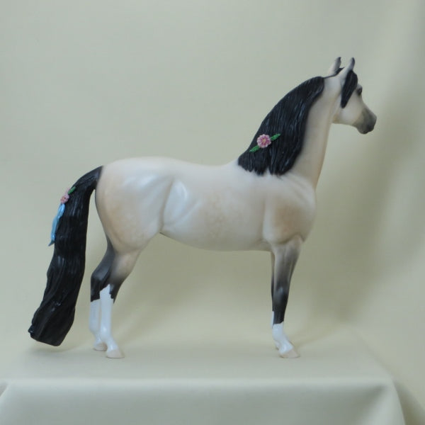 BUCKWHEAT - OOAK Dapple Buckskin Morgan Model Horse with Ribbons - 4/15
