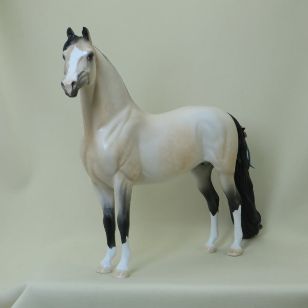 BUCKWHEAT - OOAK Dapple Buckskin Morgan Model Horse with Ribbons - 4/15