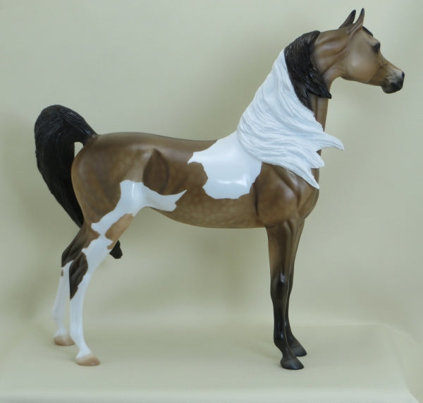 BOTH SIDES NOW - OOAK Wind Blown Bay Dapple Pinto Arabian Model Horse - 3/15