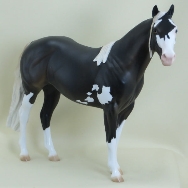O'DOOLEY - OOAK Chocolate Flaxen Mane/Tail Pinto Stock Model Horse - 3/15