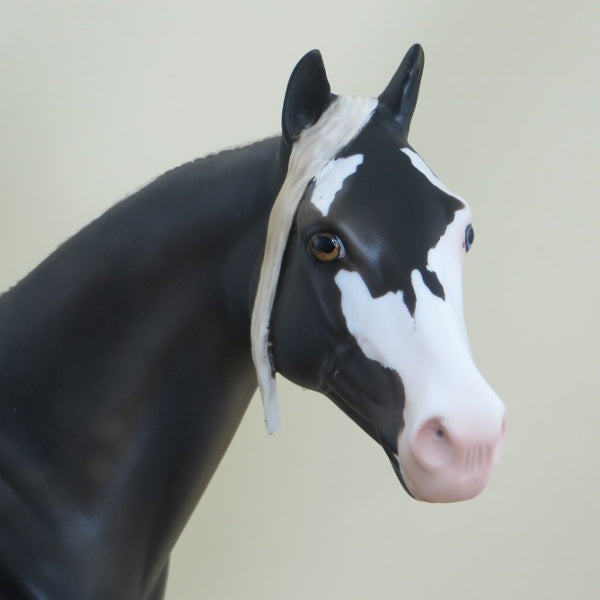 O'DOOLEY - OOAK Chocolate Flaxen Mane/Tail Pinto Stock Model Horse - 3/15