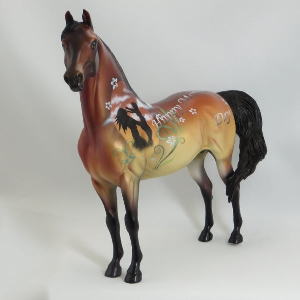I LOVE YOU MOM - OOAK Golden Bay Morgan Model Horse with Mothers Day Theme - 5/15