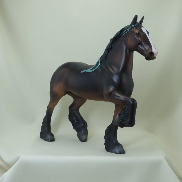 SPECIAL KAY - OOAK Seal Bay Trotting Draft Model Horse with Ribbons - 4/15