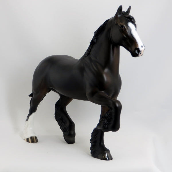 IF MAMA'S NOT HAPPY - OOAK Black Trotting Draft Model Horse - 5/15