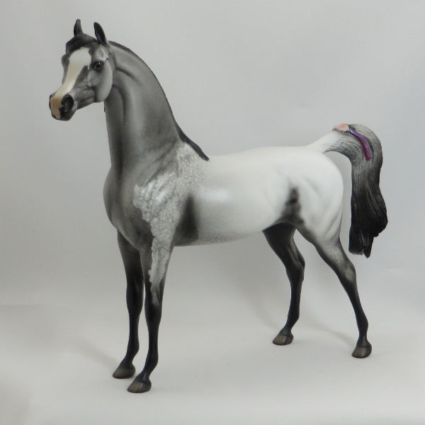Violet Days - OOAK Dark Gray Arabian Model Horse with Purple Flowers & Ribbon - 5/15