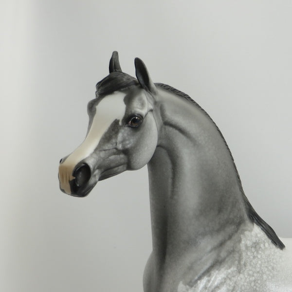 Violet Days - OOAK Dark Gray Arabian Model Horse with Purple Flowers & Ribbon - 5/15