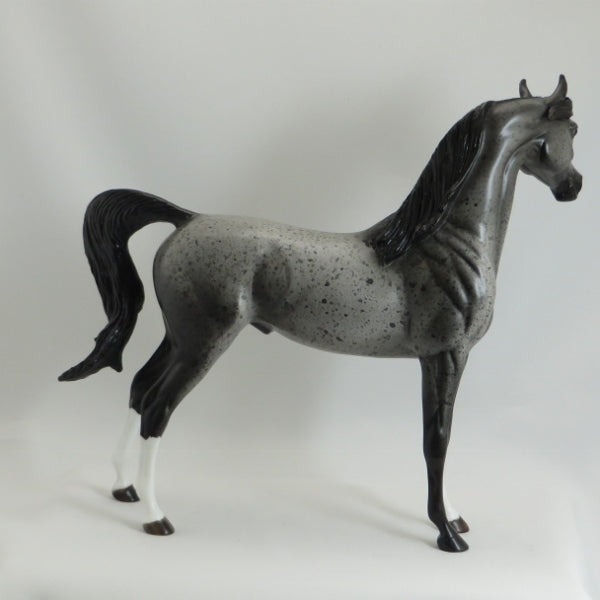 GRATEFUL FOR MOM - OOAK Dark Gray Fleabit Arabian Model Horse - 5/15