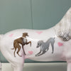 Puppy Love OOAK Gray W/ Greyhounds &amp; Hearts Deco Arabian Mare By Angela Marleau Val24