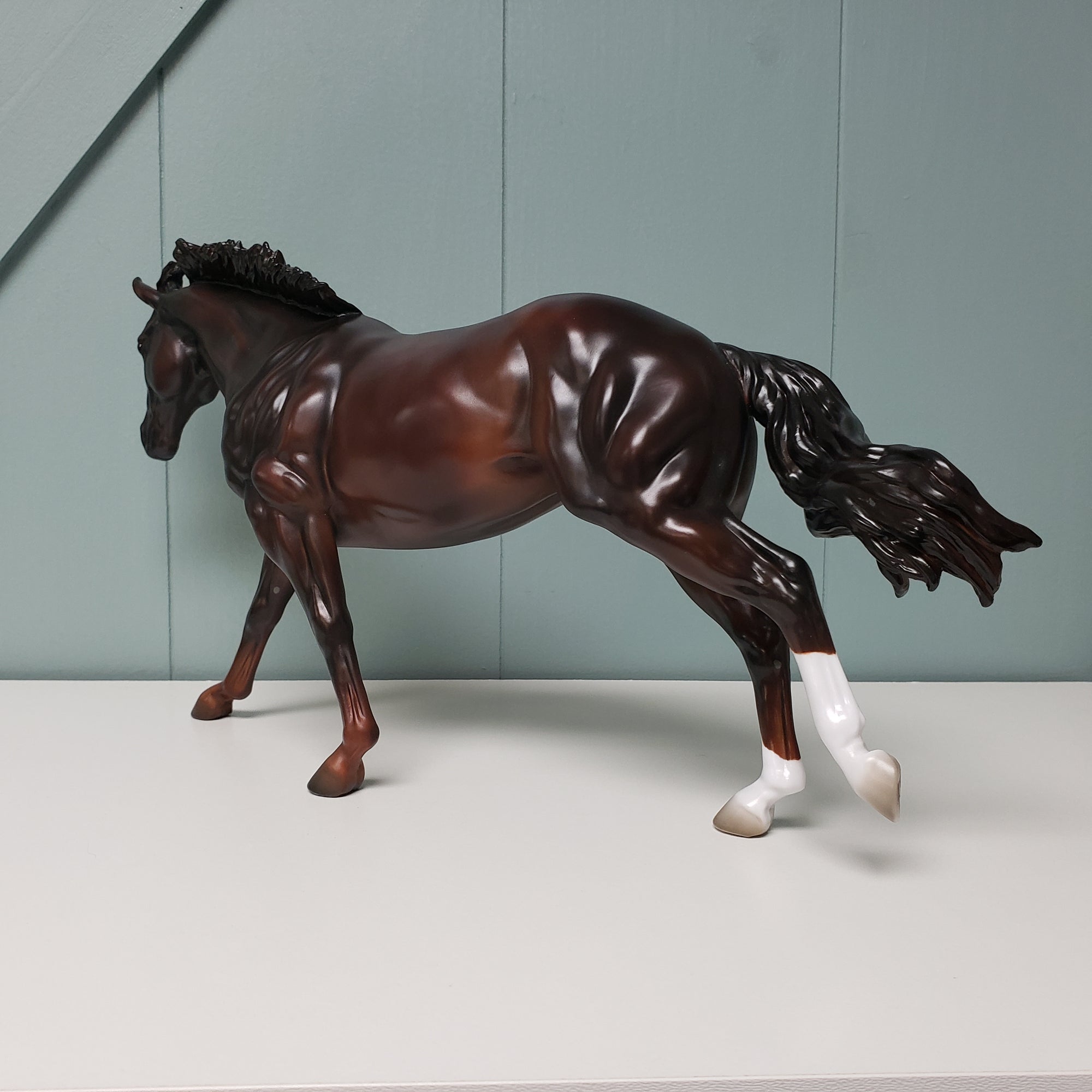 Red Hot Color - LE-20 SHCF Guest Horse Portrait Run - Dark Chestnut Running Stock Horse By Jess Hamill- SHCF24