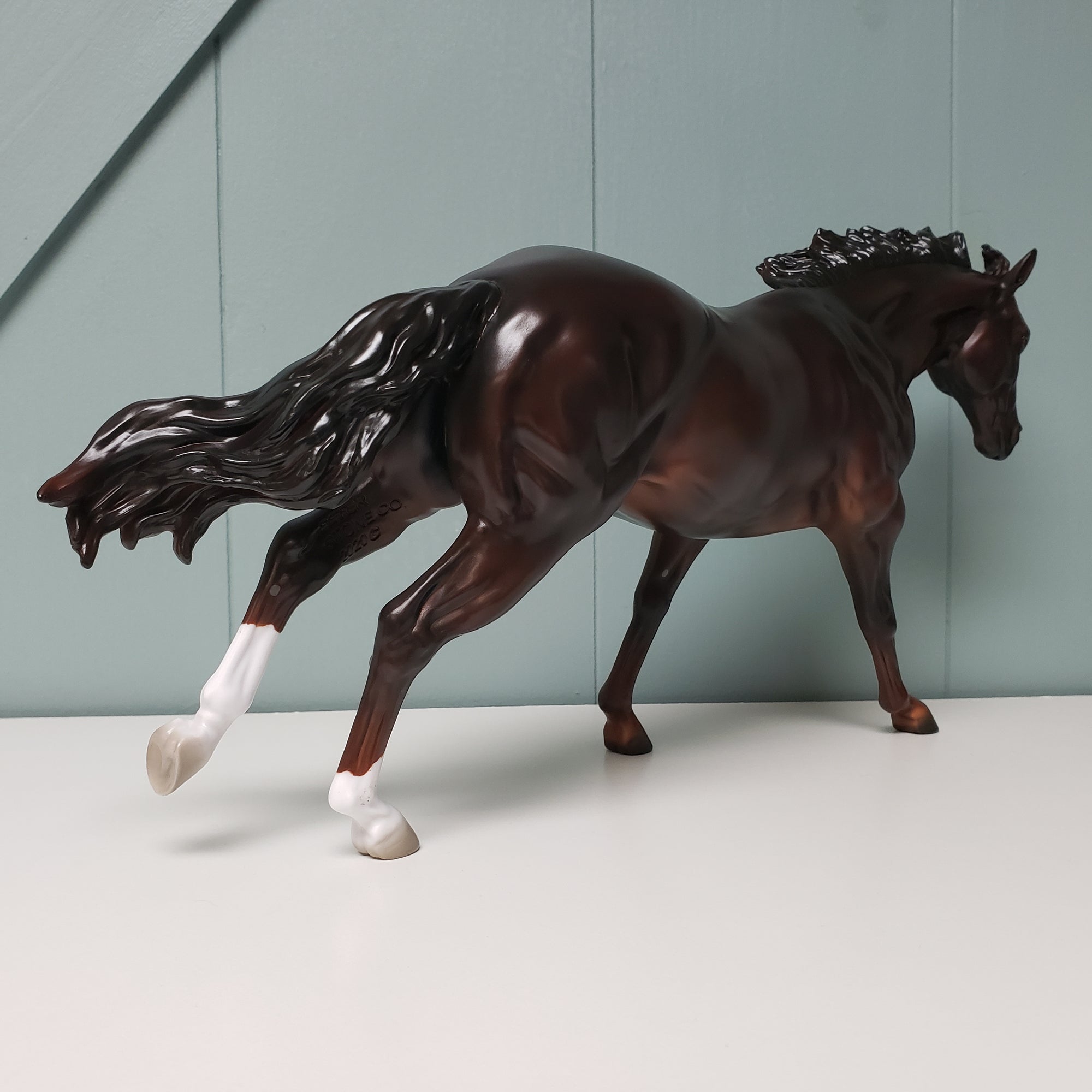 Red Hot Color - LE-20 SHCF Guest Horse Portrait Run - Dark Chestnut Running Stock Horse By Jess Hamill- SHCF24