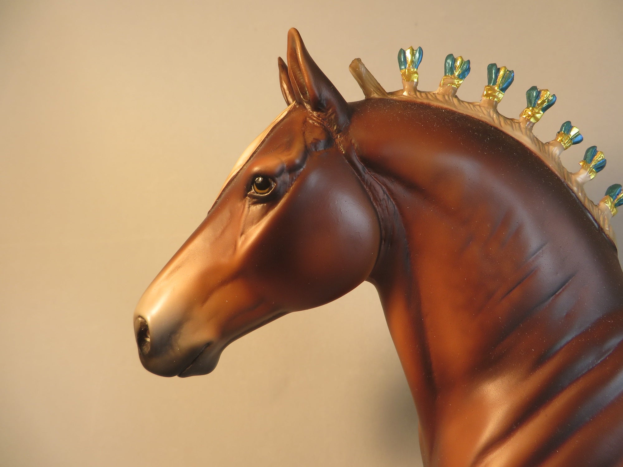 DELCAN - Standing Drafter Horse with Bows on Tail & Bobs on Mane