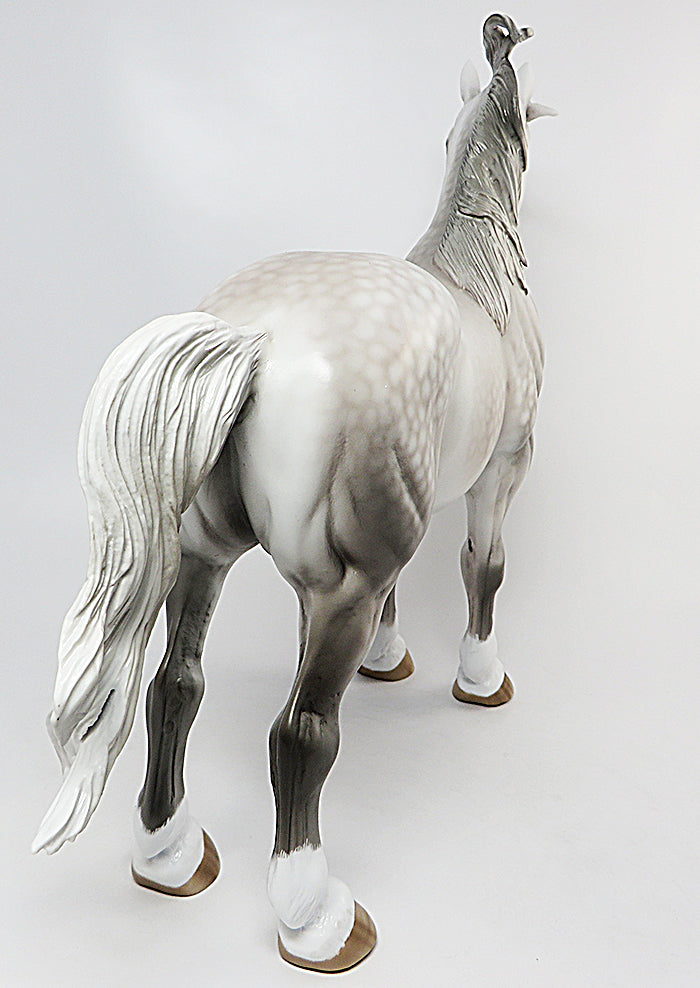 DRAGONS BREATH-OOAK STAR DAPPLE GREY STANDING DRAFTER MODEL HORSE 8/2