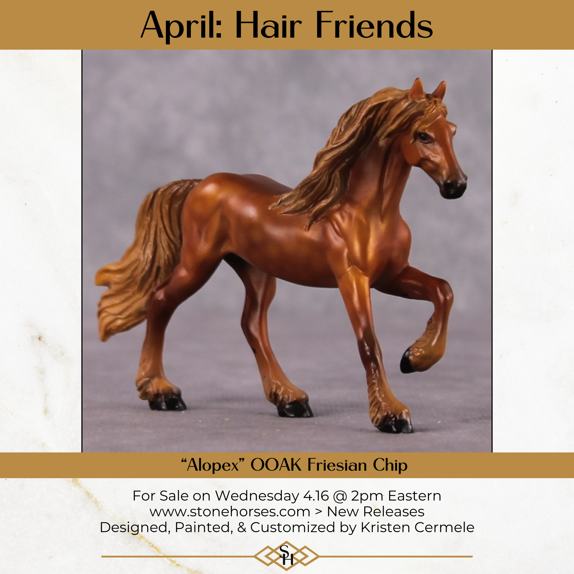 "Alopex" OOAK Friesian Chip By Kristen Cermele - April GemStones Series