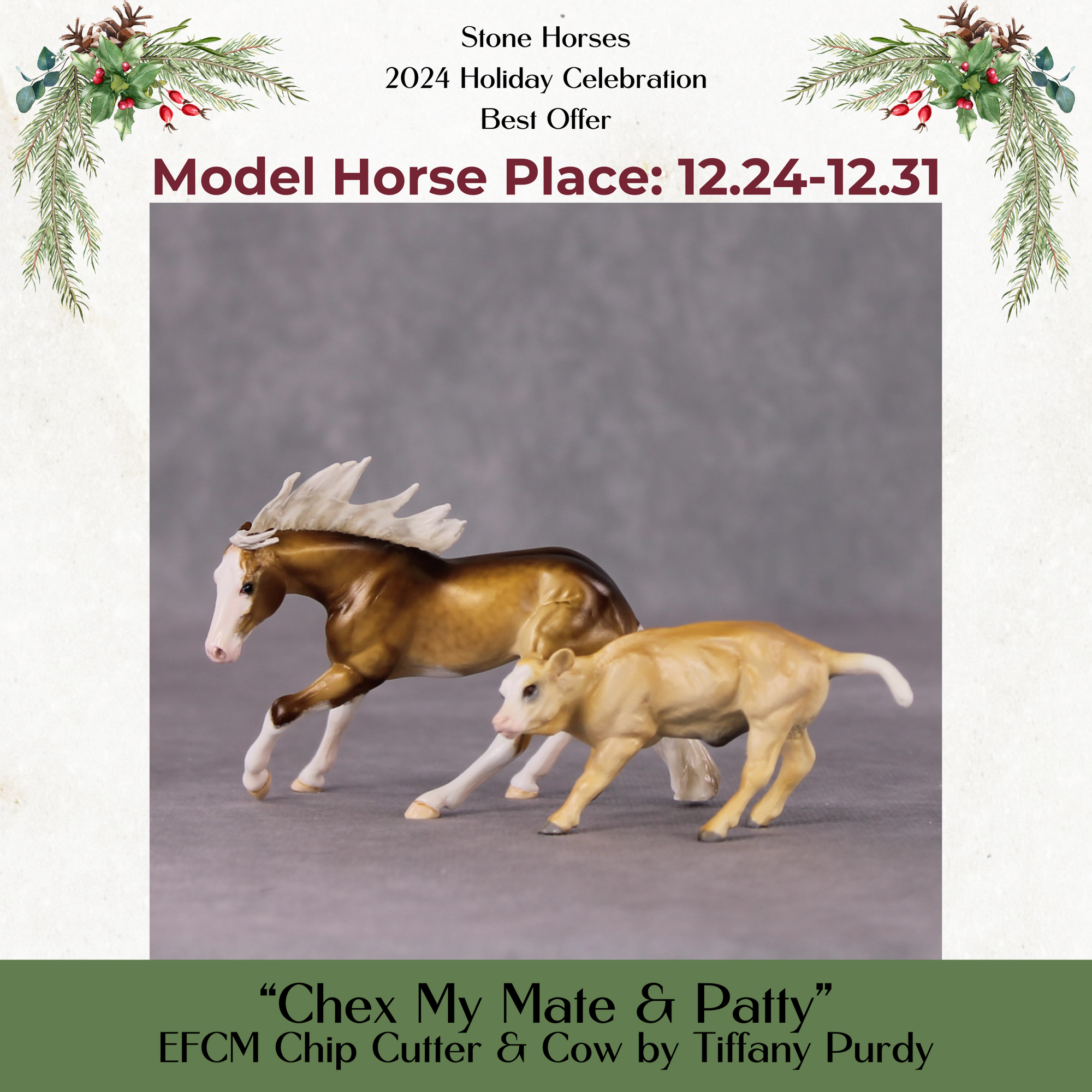 Chex My Mate & Patty Set OOAK Custom Cutter Chip and Calf in Sooty Palomino Painted and Customized By Tiffany Purdy HS24 Best Offer