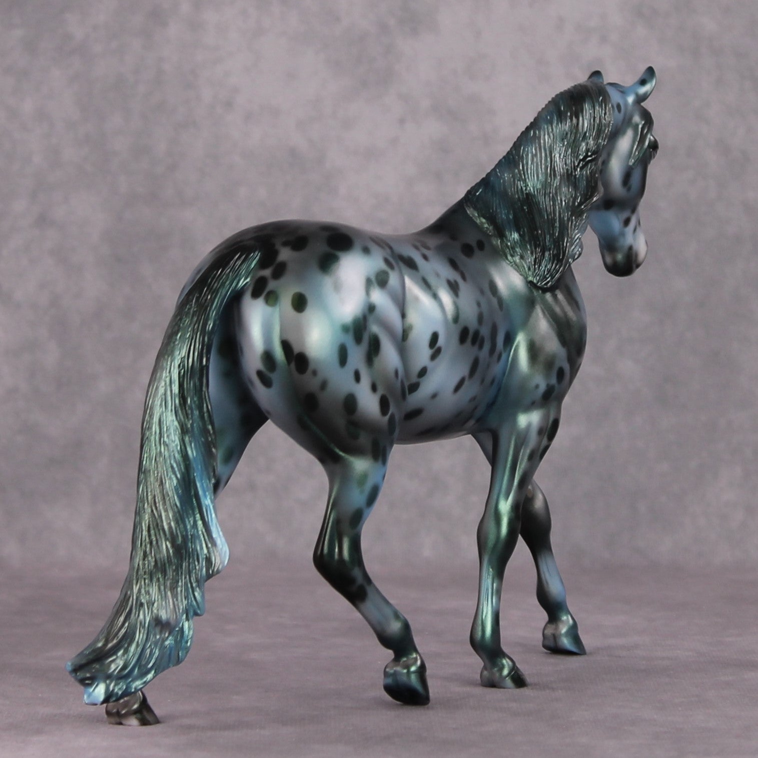 Sprite OOAK Green/Blue Pearl Appaloosa Deco Pony by Julie Kiem HS24