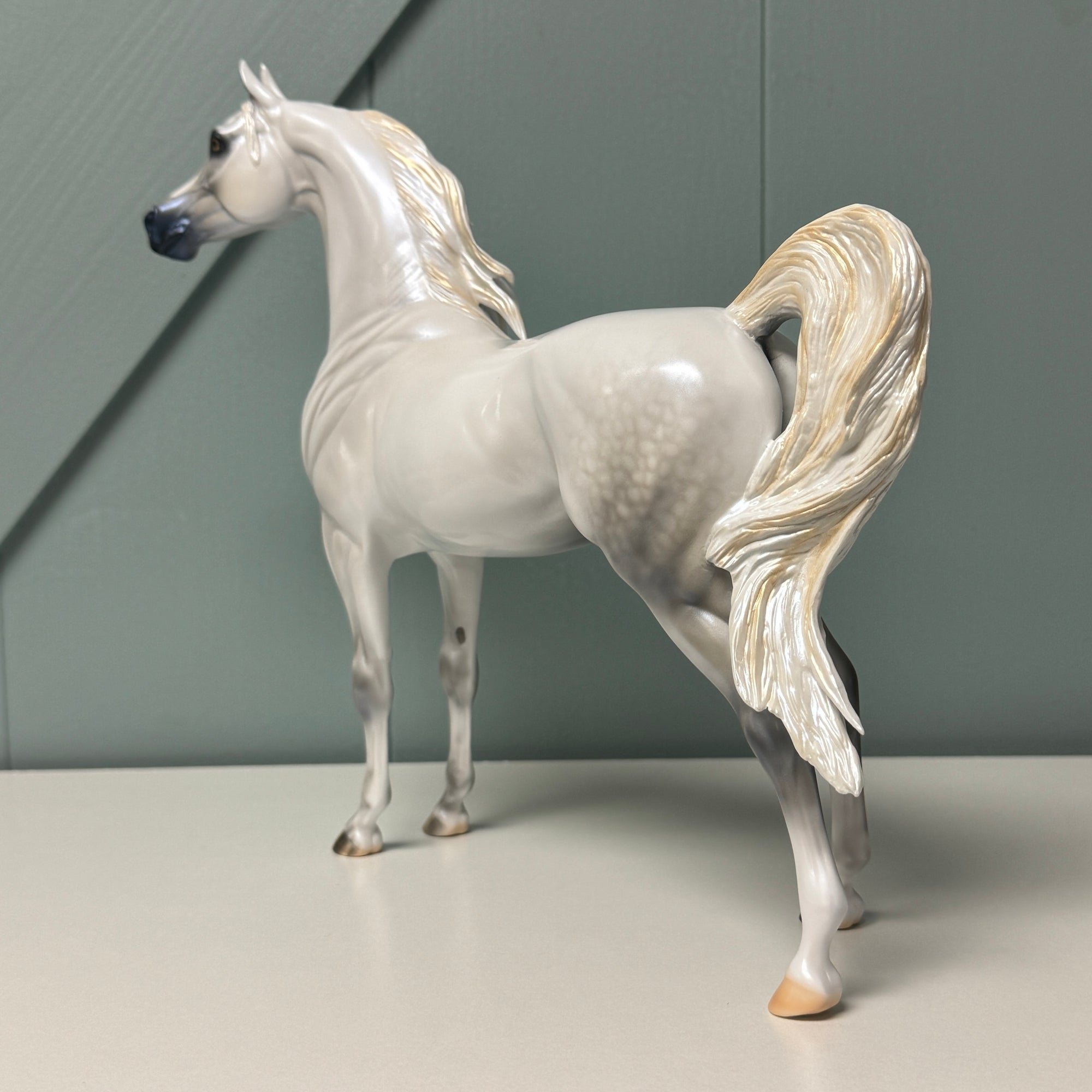 Bianco nel blu LE-30 Run Dappled Grey with Gold Accented Mane Custom Arabian By Carrie Keller EQ24 Based on AotH Entry Digital Art From Zoja Makovec