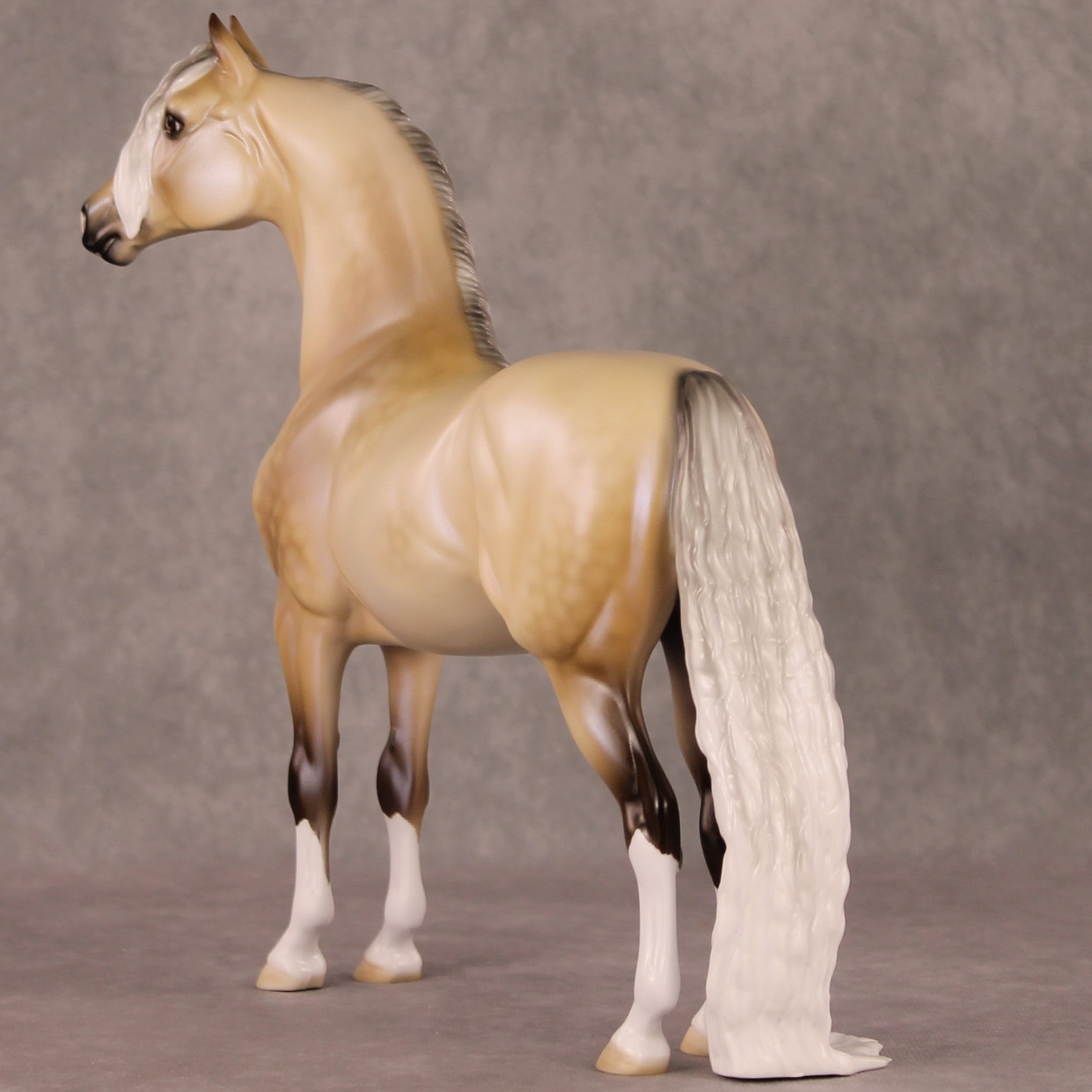 Frost Flower OOAK Dappled Silver Buckskin with Blue Interference Custom Morgan By Ellen Robbins HS24