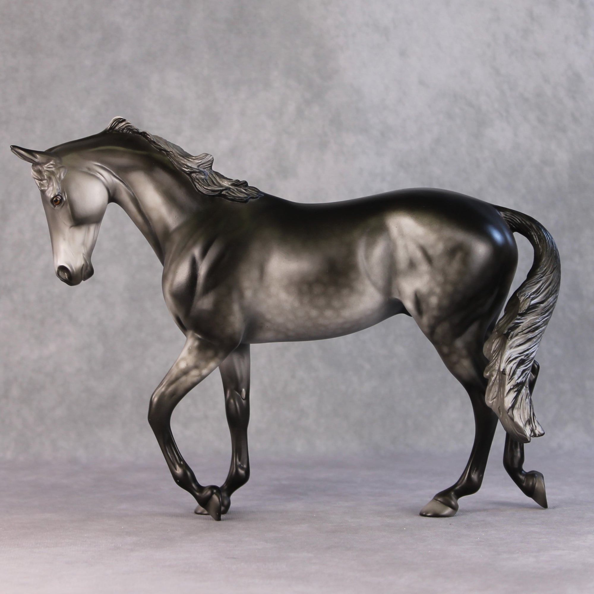 Mister Spinch OOAK Dark Dapple Grey Custom Thoroughbred By Dawn Quick HS24