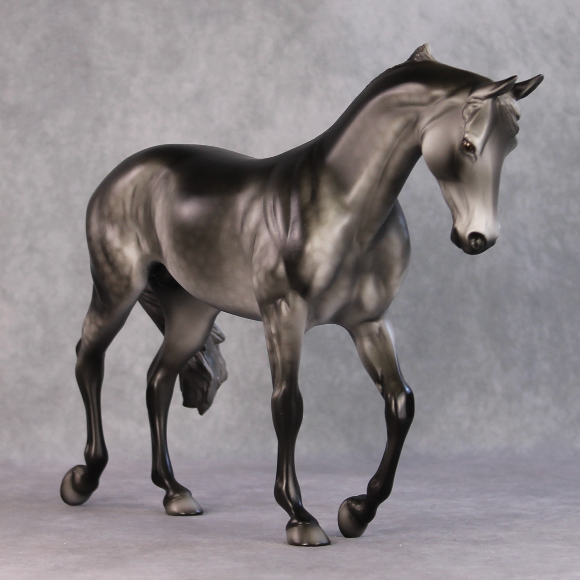 Mister Spinch OOAK Dark Dapple Grey Custom Thoroughbred By Dawn Quick HS24