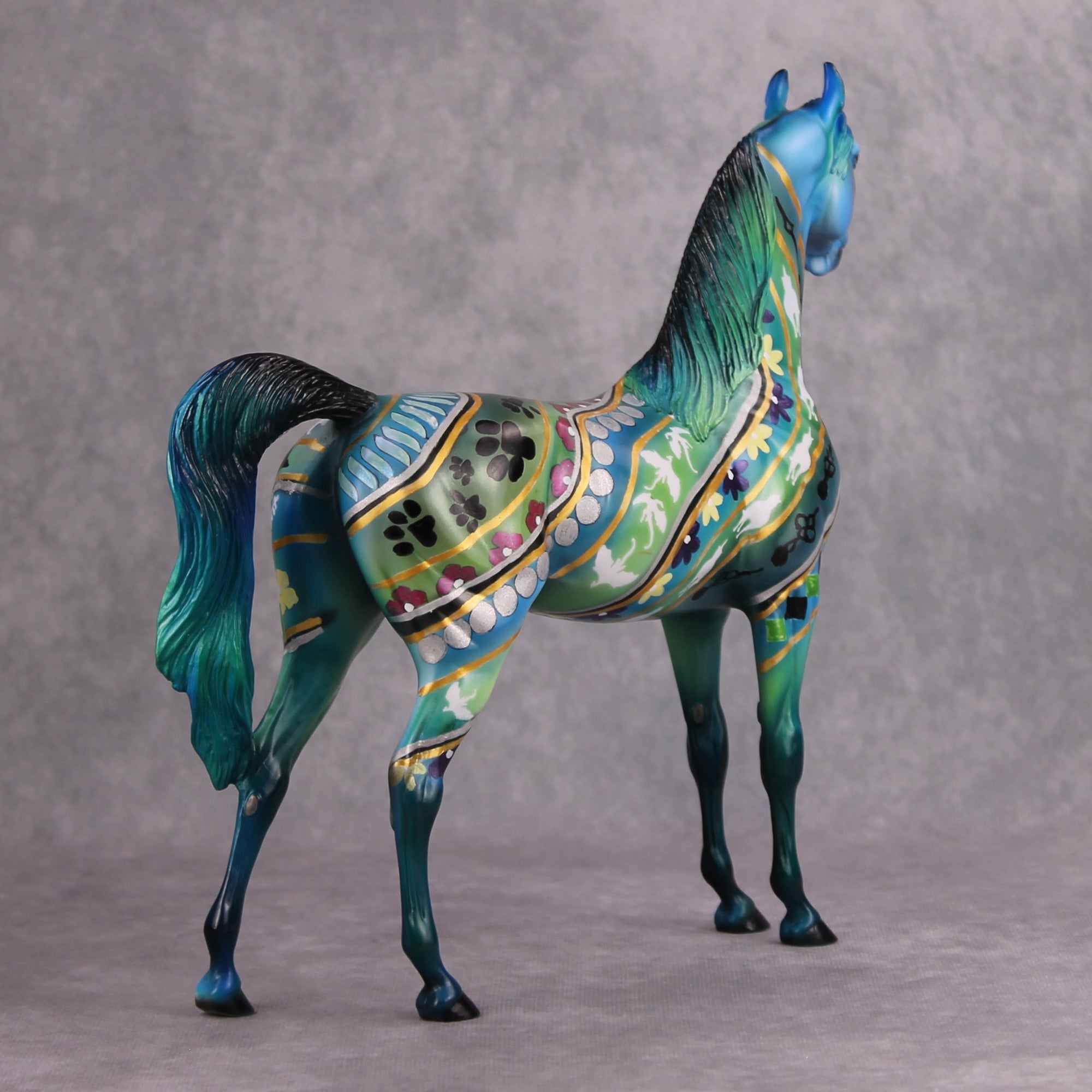 Big Winter Sale! OOAK Deco Blue Pattern Arabian By Dawn Quick MM24