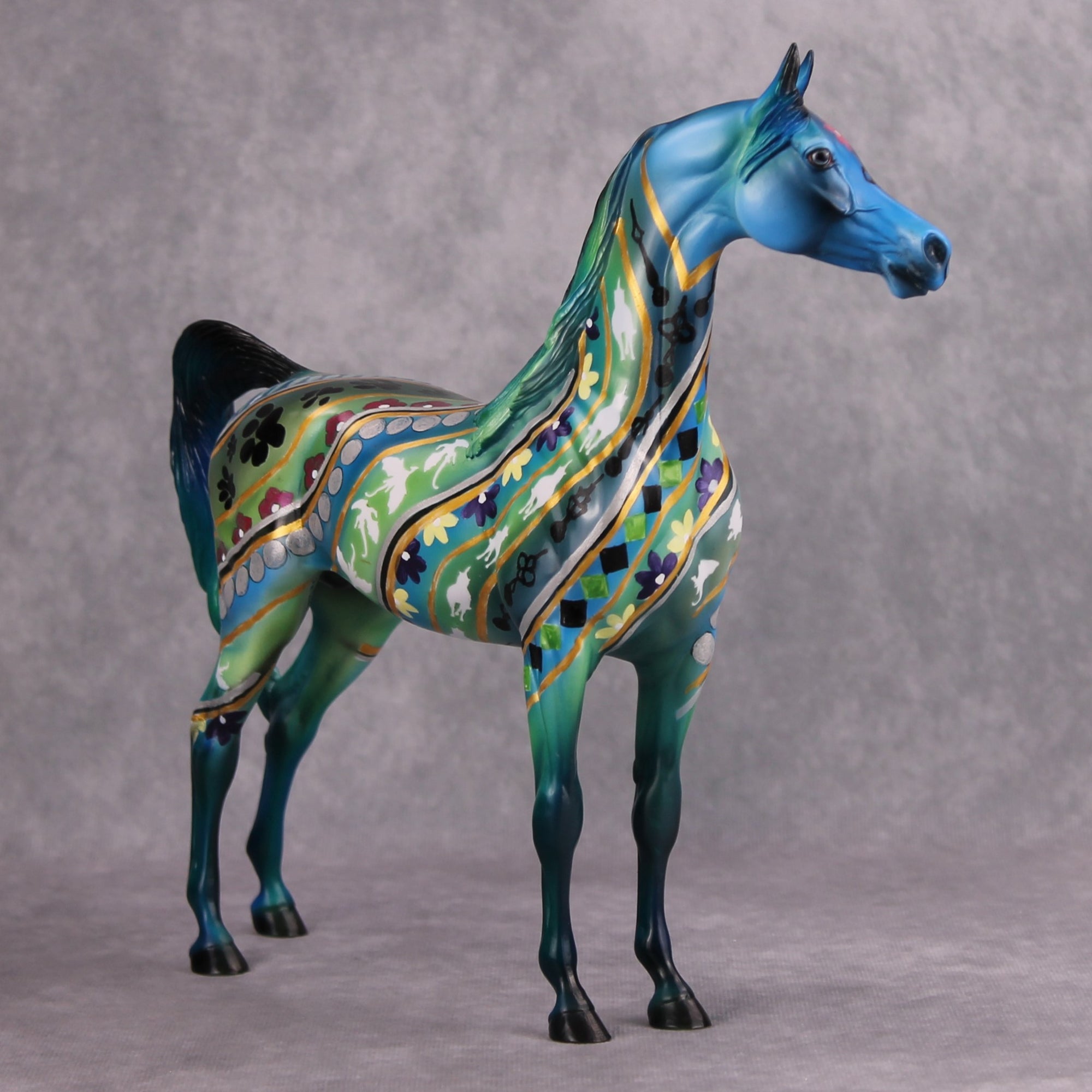 Big Winter Sale! OOAK Deco Blue Pattern Arabian By Dawn Quick MM24