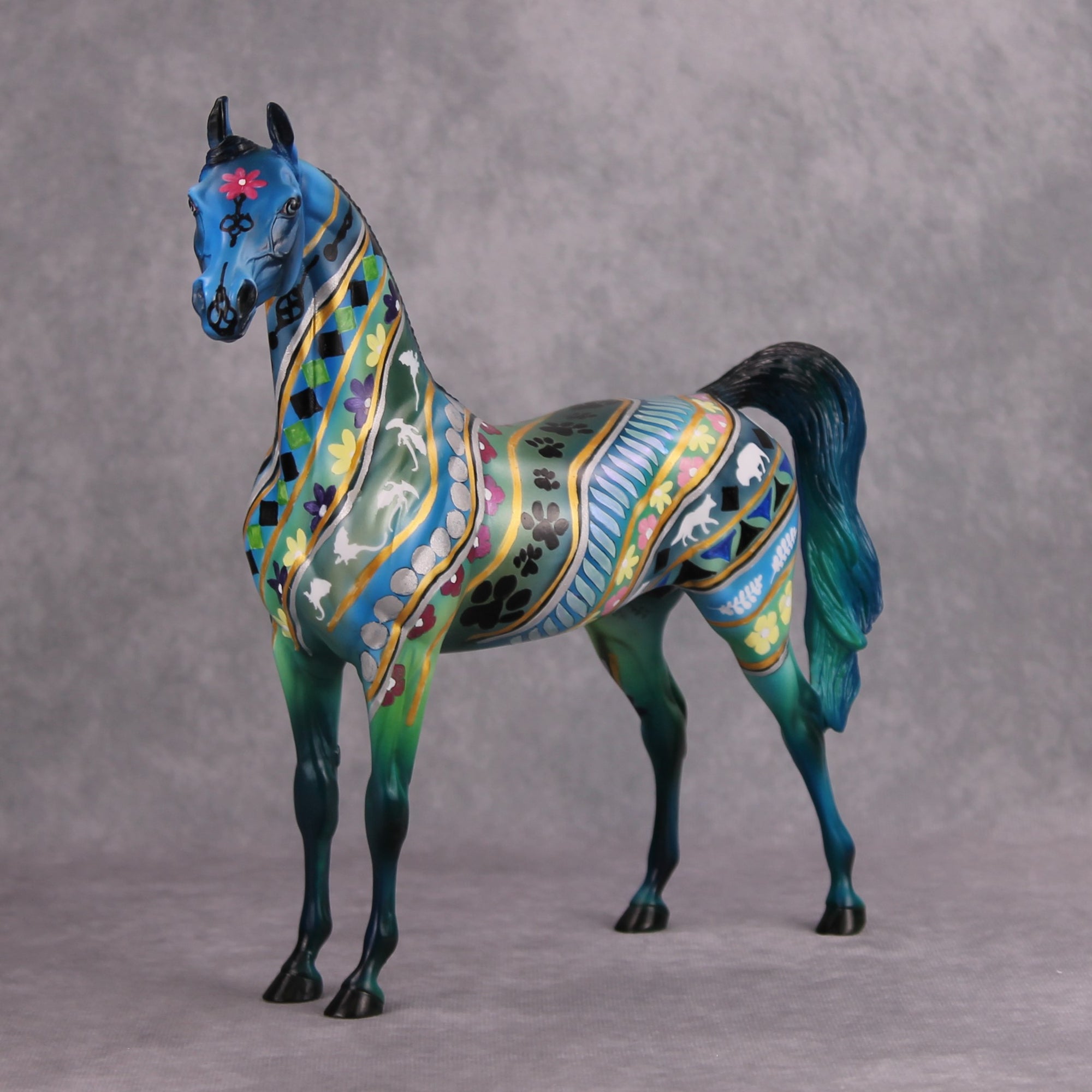 Big Winter Sale! OOAK Deco Blue Pattern Arabian By Dawn Quick MM24