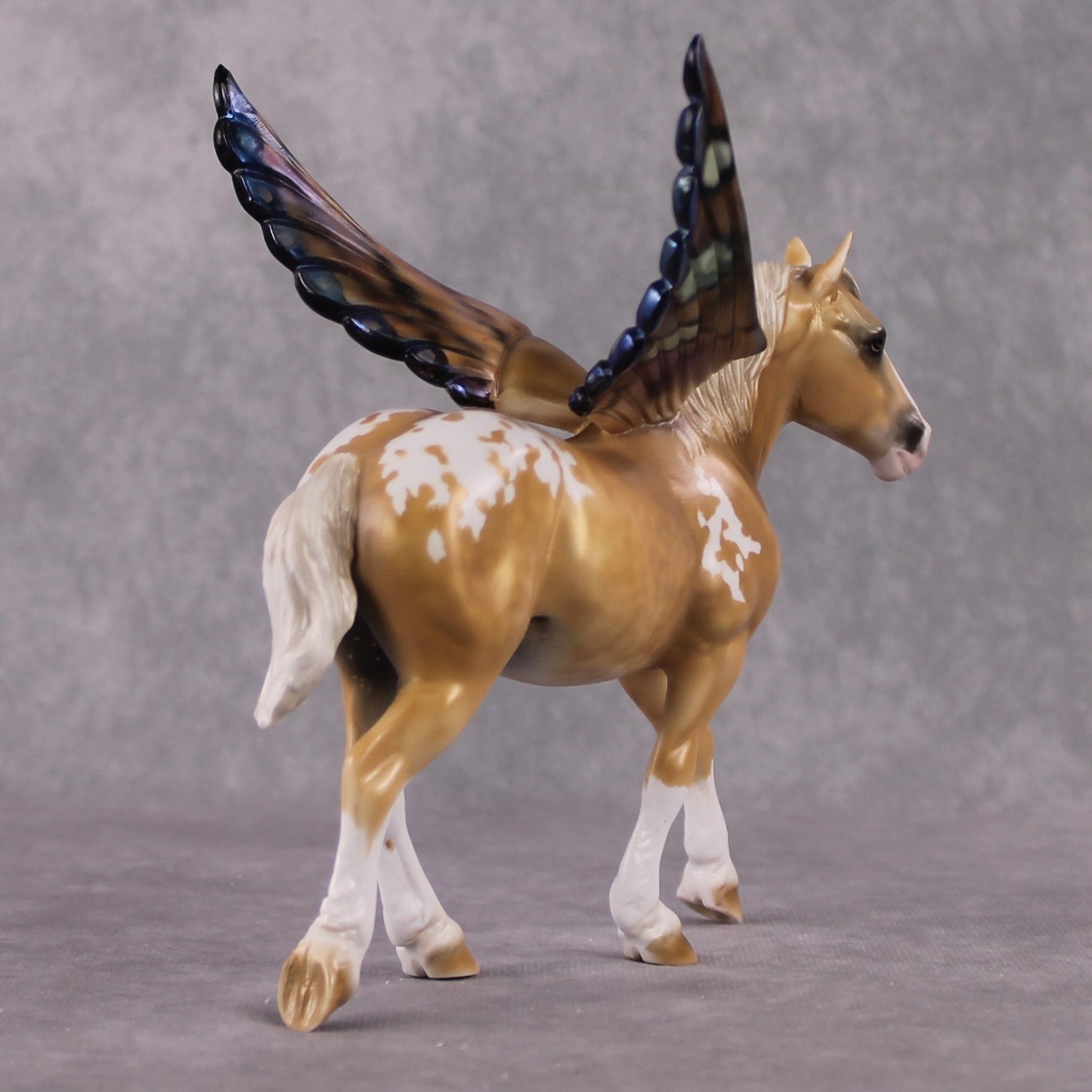 "Allspice" OOAK Deco Dappled Golden Palomino Appaloosa Winged Pebble Draft By Guest Artist Mindy Berg