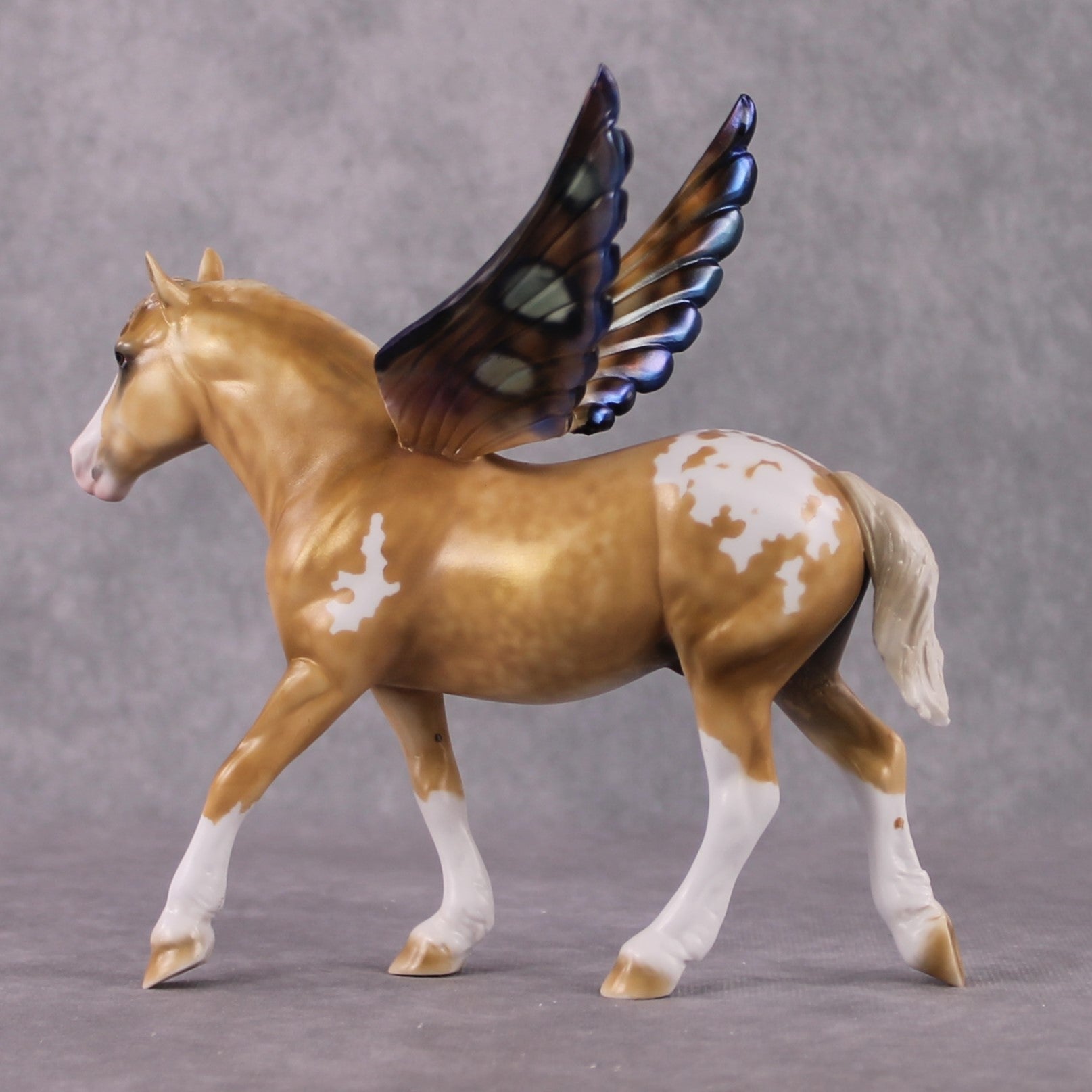"Allspice" OOAK Deco Dappled Golden Palomino Appaloosa Winged Pebble Draft By Guest Artist Mindy Berg