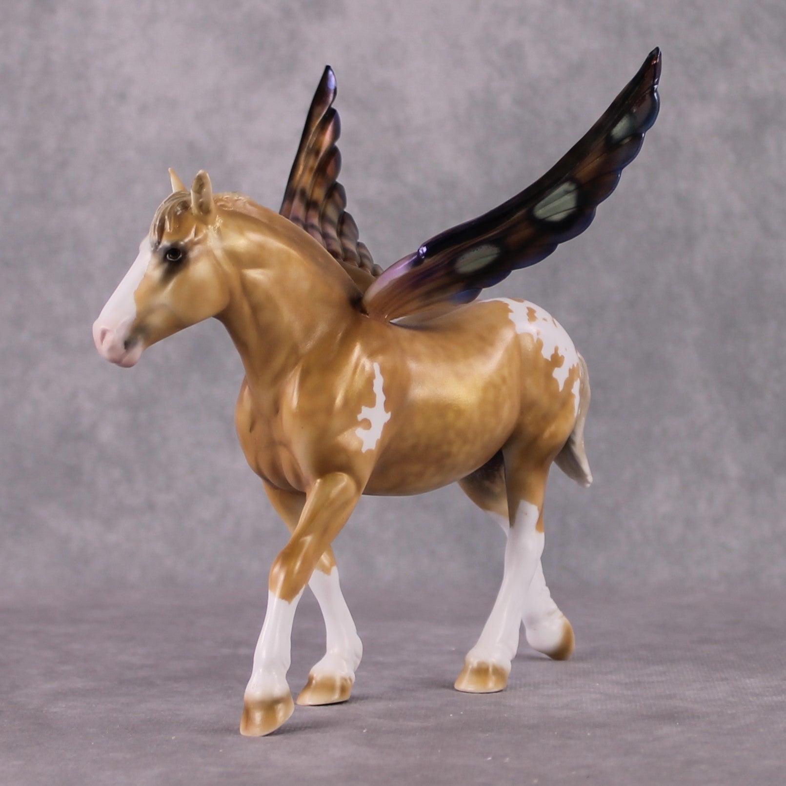 "Allspice" OOAK Deco Dappled Golden Palomino Appaloosa Winged Pebble Draft By Guest Artist Mindy Berg
