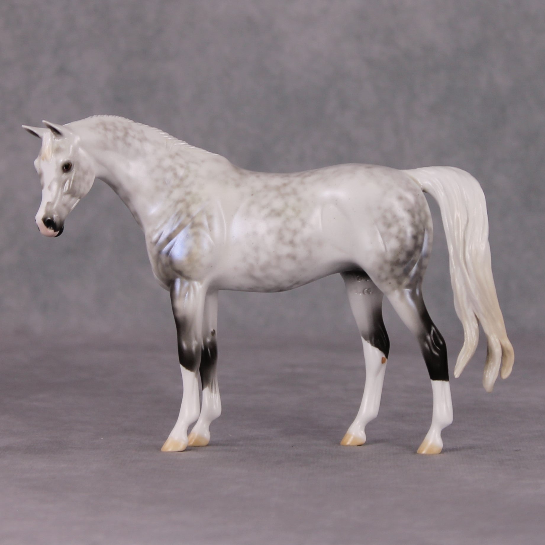 Serene Snowfall OOAK Light Dapple Pearl Grey W/ Blue Interference Custom Arabian Pebble By Ellen Robbins HS24