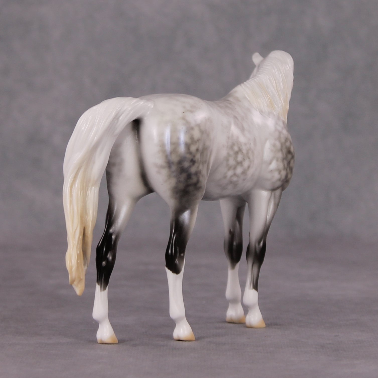 Serene Snowfall OOAK Light Dapple Pearl Grey W/ Blue Interference Custom Arabian Pebble By Ellen Robbins HS24