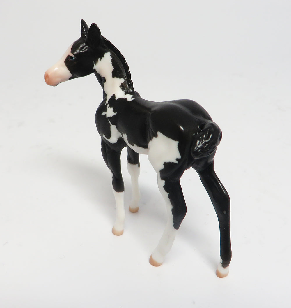 BITTY BABY-LE-4 BLACK OVERO W/ BLUE EYES FOAL CHIP BY CARRIE KELLER EQUINE AFFAIR 2017
