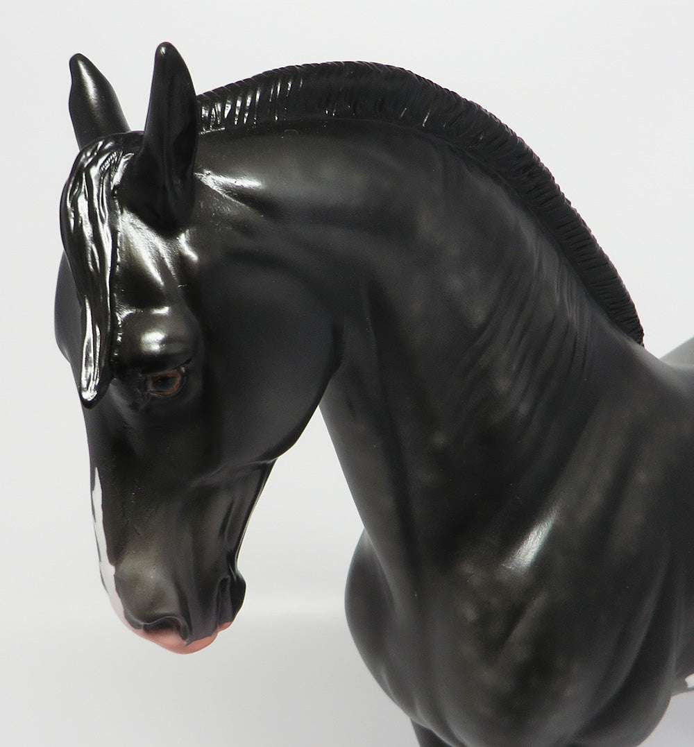 BUGSY SIEGAL-OOAK DAPPLE BLACK PAINT ROACHED MANE ANDALUSIAN EQ 2017