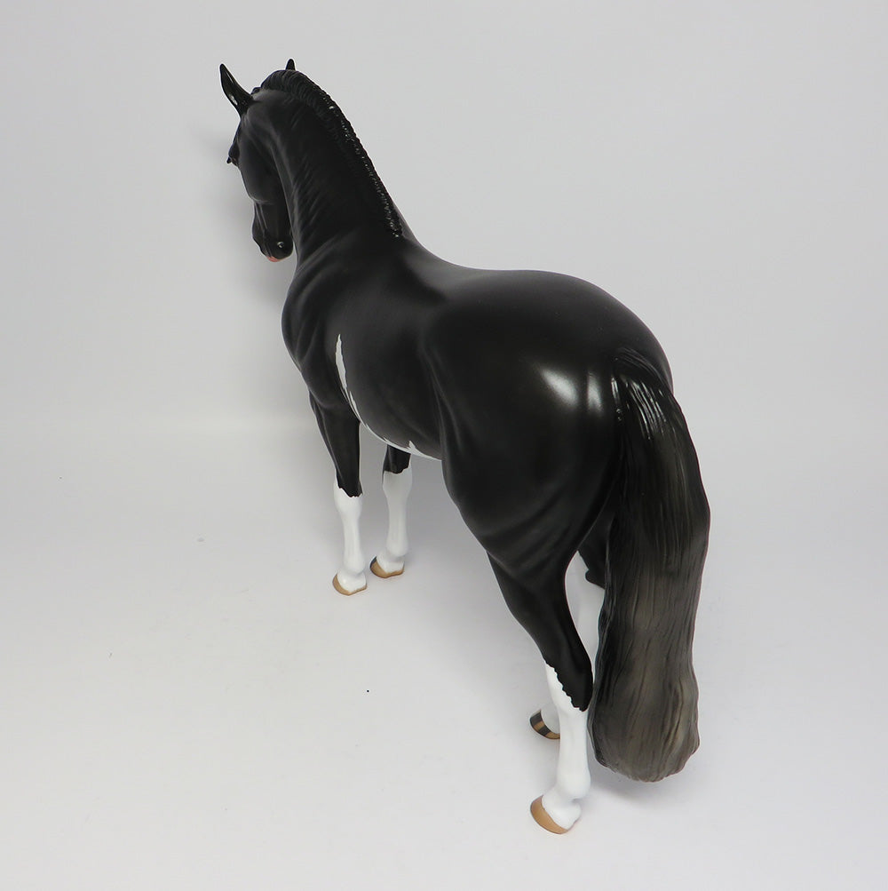 BUGSY SIEGAL-OOAK DAPPLE BLACK PAINT ROACHED MANE ANDALUSIAN EQ 2017