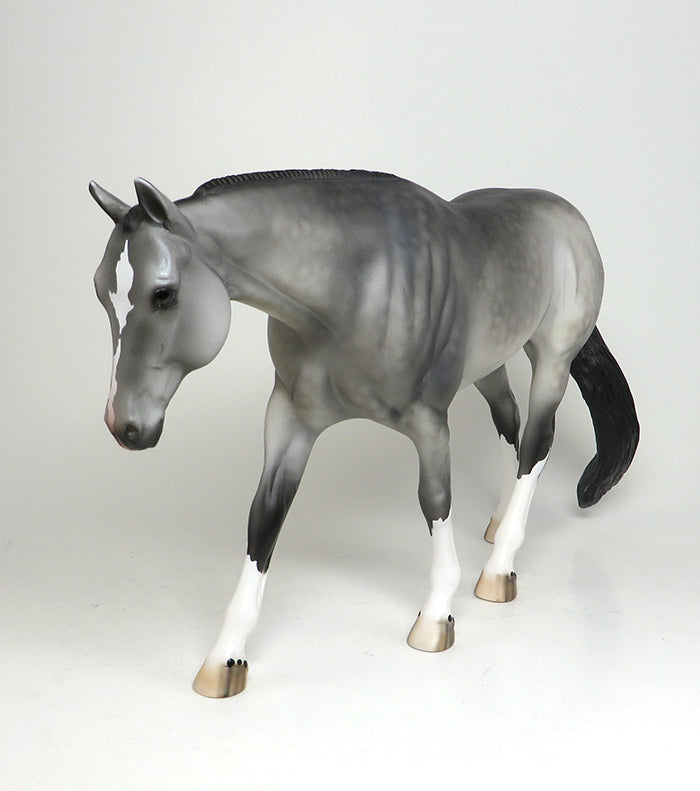 SMOKE N JOE - OOAK DAPPLE GREY WESTERN PLEASURE MODEL HORSE - 1/8