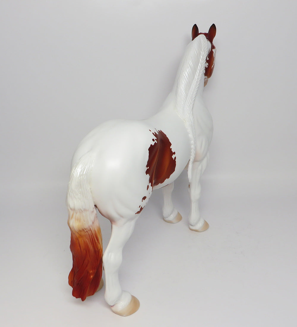 GAMBINO~OOAK CHETNUT PINTO BRAIDED MANE AND TAIL STANDING DRAFTER EQ 2017
