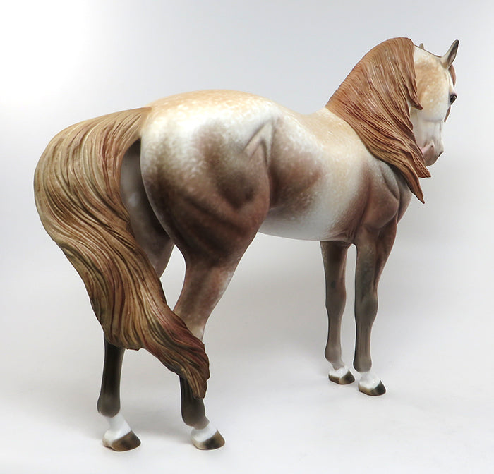 AMOUR DE NOCHE-OOAK CHESTNUT GOING GREY WINDSWEPT ANDALUSIAN MODEL HORSE 6/15