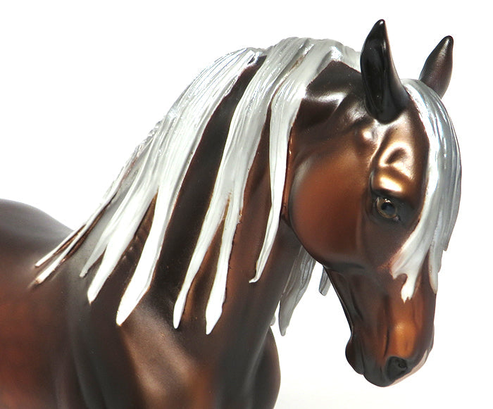 ANDALUSIA-OOAK DAPPLED SILVER BAY LONG MANE ANDALUSIAN STALLION MODEL HORSE 6/16