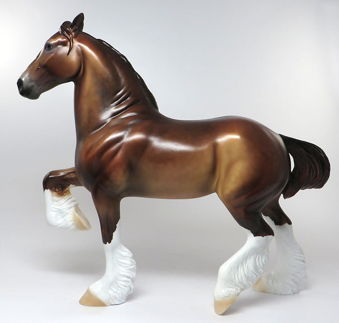 BIG WHEELS-OOAK DAPPLE CHESTNUT TROTTING DRAFTER MODEL HORSE 6/16