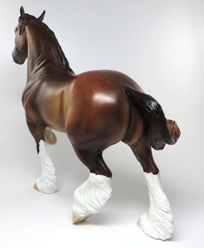 BIG WHEELS-OOAK DAPPLE CHESTNUT TROTTING DRAFTER MODEL HORSE 6/16