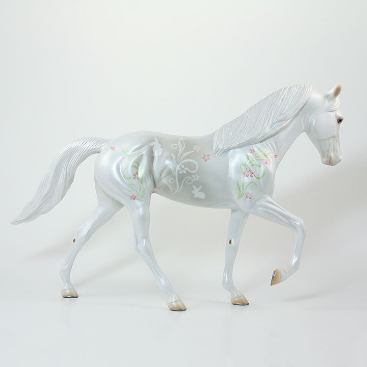 SPRING FEVER - OOAK White Tennessee Walker Model Horse with Pink Flowers - 6/15