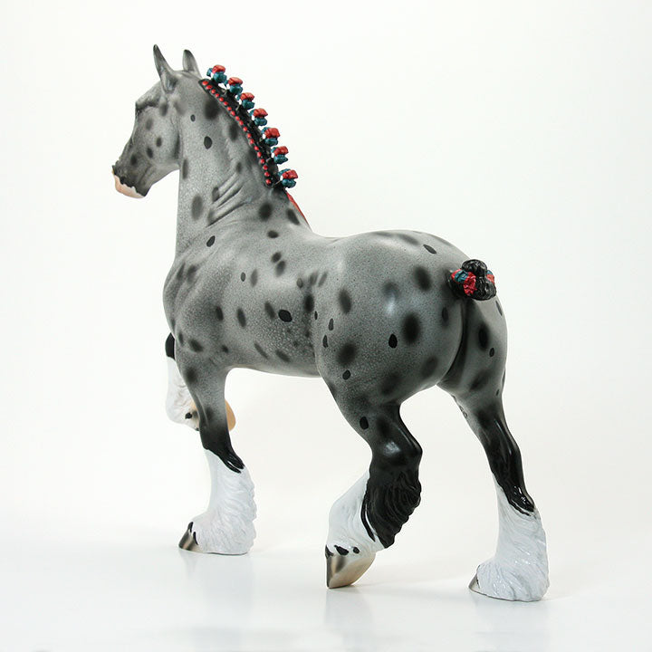 OLD TIMER - OOAK Gray Appaloosa Trotting Drafter Model Horse with Ribbons - 6/15