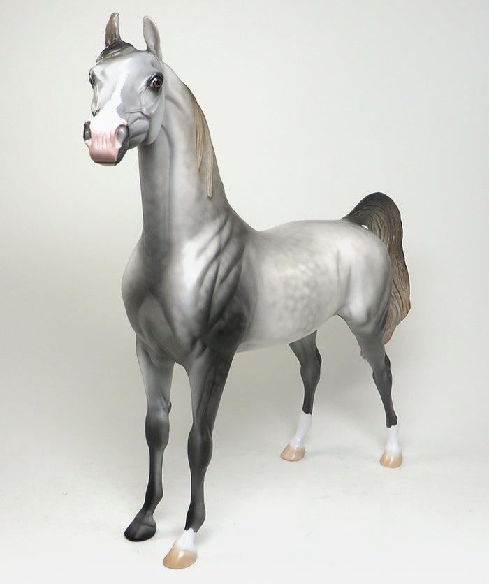 MIGHTY HECTOR-OOAK-CHESTNUT GOING GREY ARABIAN MODEL HORSE 1/4