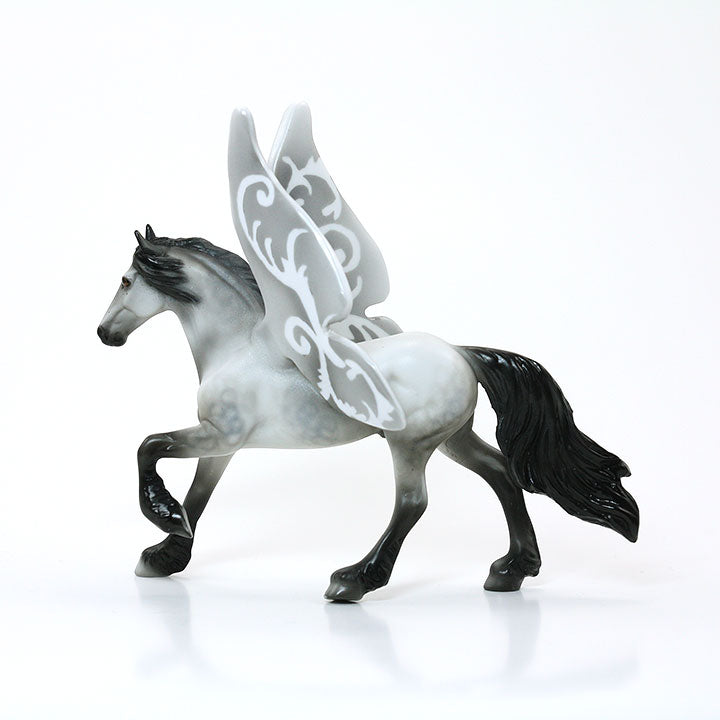 OBERON - OOAK FriesianDapple Grey Butterfly Chip Model Horse - 6/15