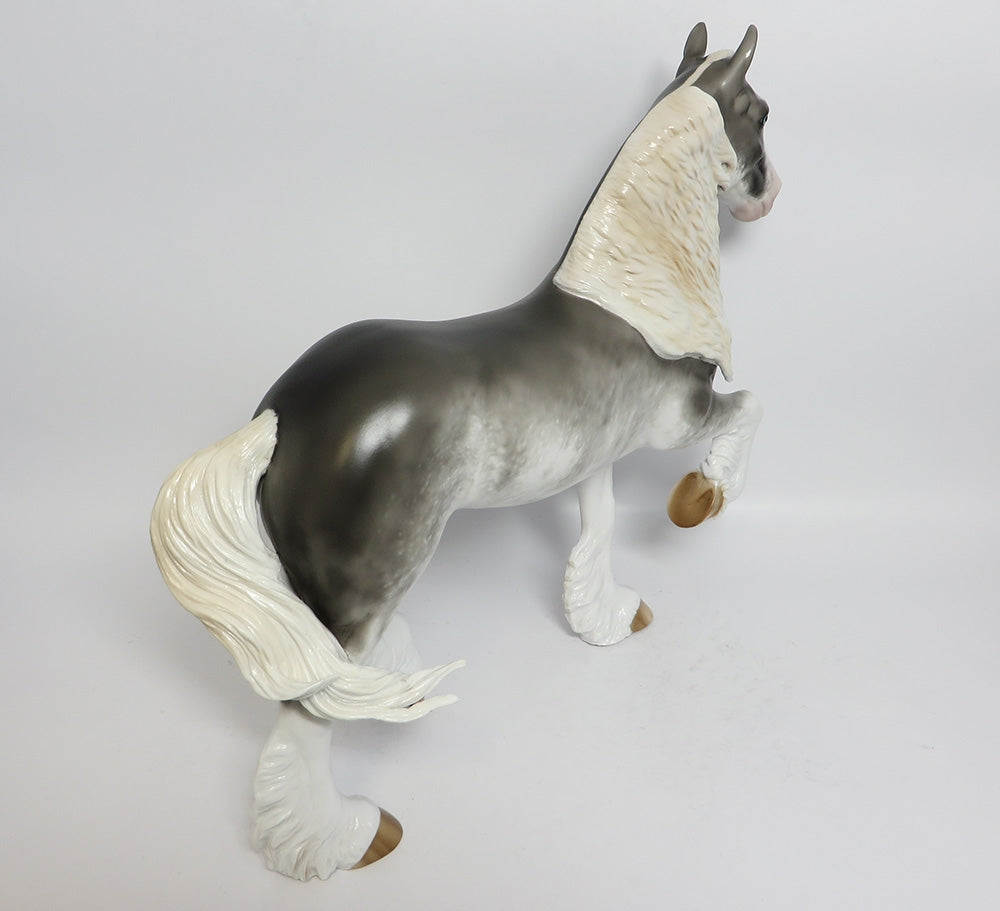 MAJOR MATT-OOAK GREY SABINO TROTTING DRAFTER MODEL HORSE BY SHERYL LEISURE