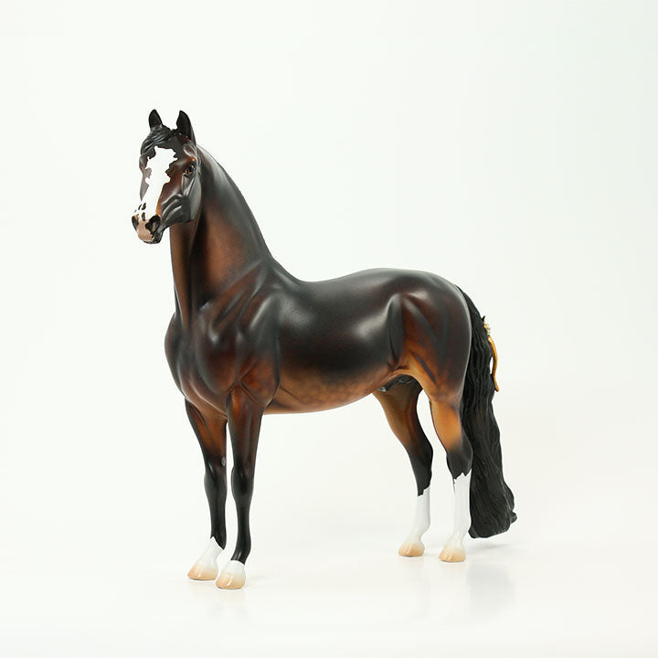MISS MAGGIE'S MAIDEN - OOAK Dappled Seal Bay Morgan Model Horse with Orange Ribbons & Flowers - 6/15