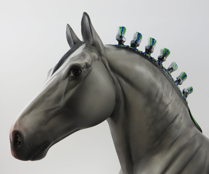 BILLY BOB - OOAK DAPPLE GREY DRAFTER with Ribbons - 9/25