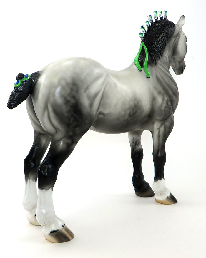 BILLY BOB - OOAK DAPPLE GREY DRAFTER with Ribbons - 9/25