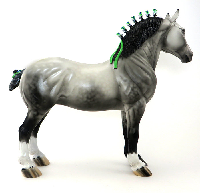 BILLY BOB - OOAK DAPPLE GREY DRAFTER with Ribbons - 9/25